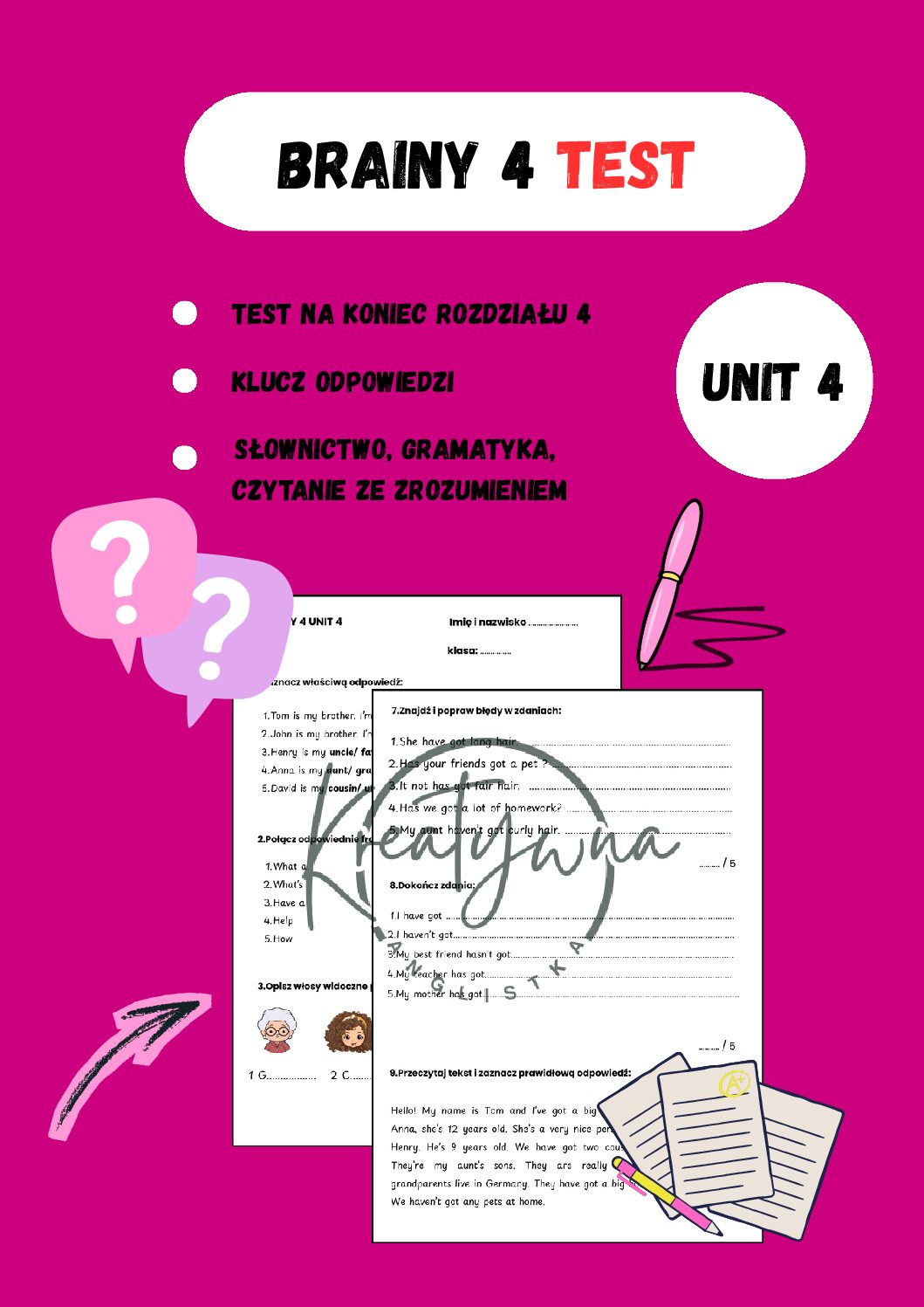 Brainy 4 Unit 4 TEST