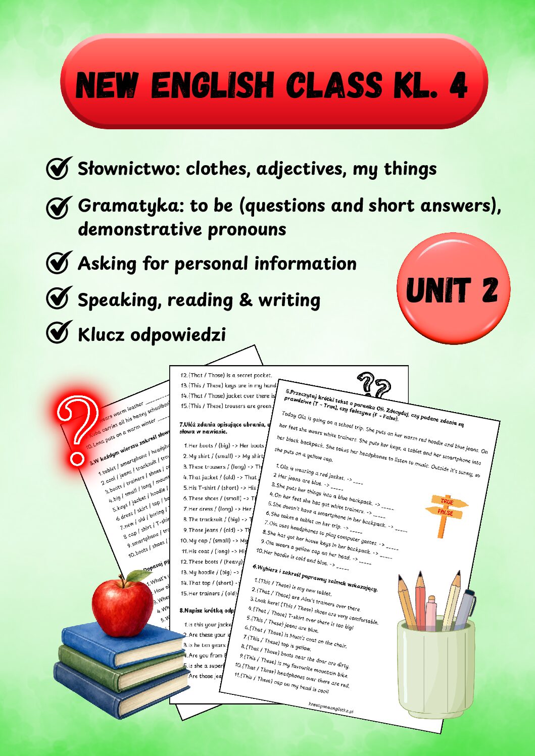 New English Class kl. 4 Unit 2 Dodatkowe ćwiczenia